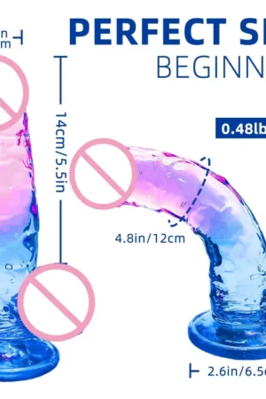 Hot selling multicolored crystal jelly transparent simulation anal plug penis female gradient dildo masturbator adult sex toys