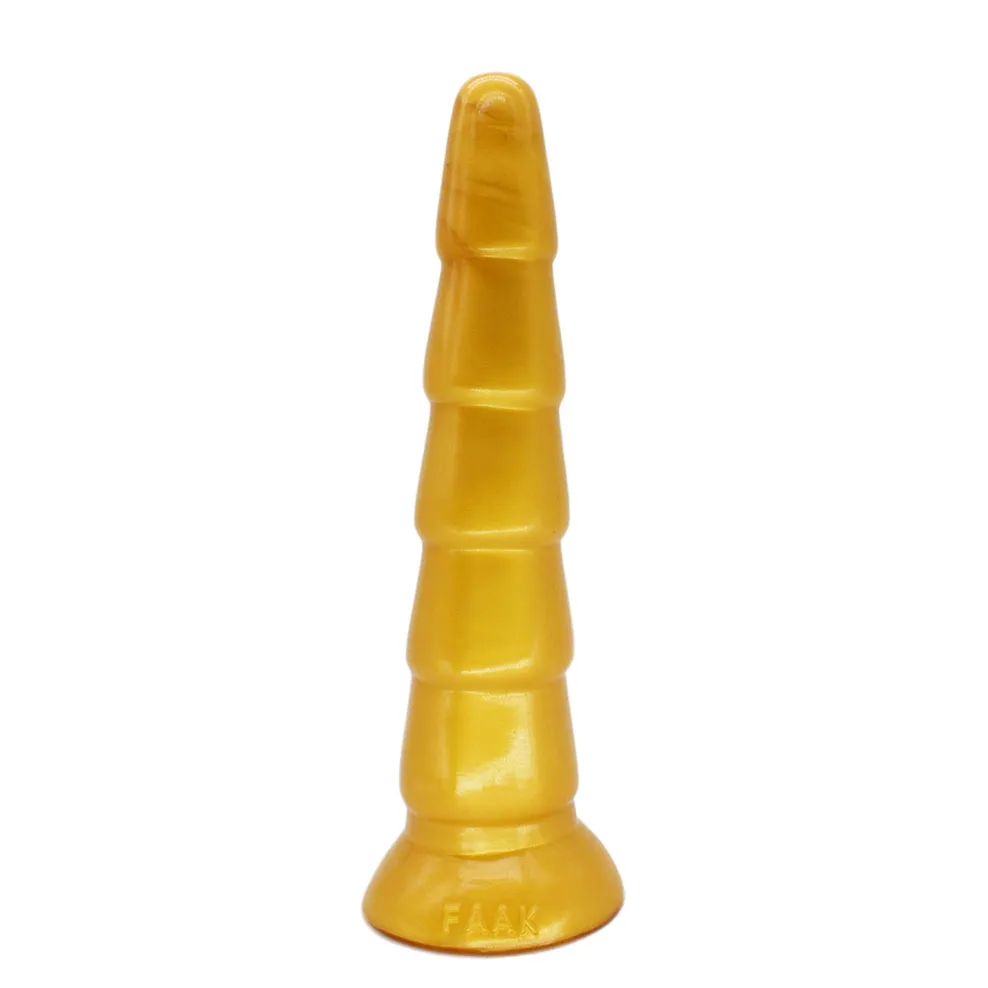FAAK Gold Large Long Anal Plug With Suction Cup Fantasy Animal Dildos Butt Plug Sex Toys For Women Men Masturbator - Image 2