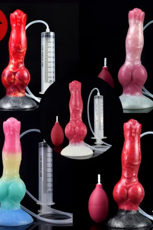 NNSX Animal Squirting Anal Plug Dog Dildo with Strong Sucker Big Knot Penis Masturbator Ejaculation Dick Sex Toys for Women Men