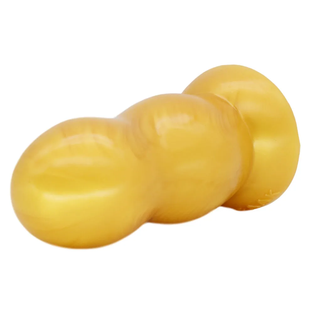 FAAK Gold Large Long Anal Plug With Suction Cup Fantasy Animal Dildos Butt Plug Sex Toys For Women Men Masturbator - Image 5