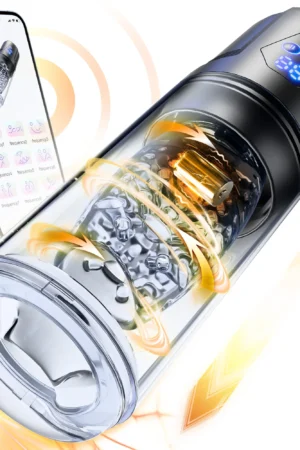 KUSHOR 3 in 1 Male Masturbator Sex Toy with App Control Realistic Blowjob Machine 9 Thrusting Rotating & Vibrating Male Stroker