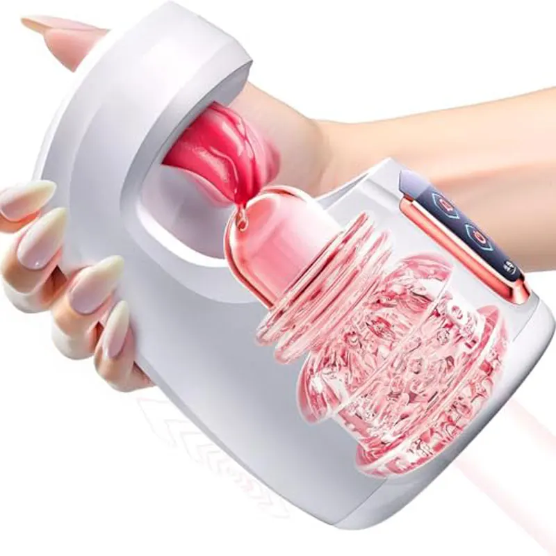 2025 Tongue Licking Male Masturbator 10 Thrusting Blowjob Sex Machine Stroker for Training Stimulation Sex Toys for Men Pleasure