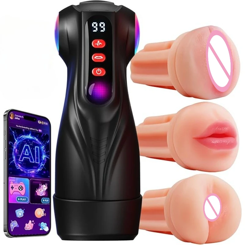 Male Masturbator Toys Automatic Masturbation Cup for Men Sucking Deep Throat Realistic Oral Vagina Blowjob Vibrating Sex Machine