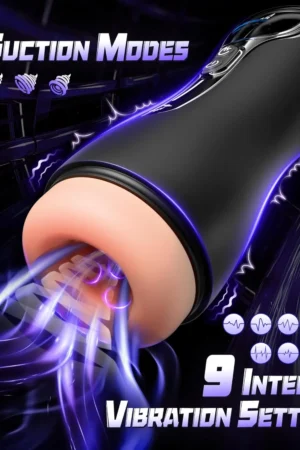 Male Masturbator Penis Pump Adult Sex Toys for 18 Men with 4 Sucking 9 Vibration Modes LED Display Pocket Pussy Realistic Vagina