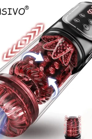 Automatic Thrusting Rotation Male Masturbator Sucking Licking LCD Vacuum Penis Pump Water SPA Real Pocket Pussy Sex Toys for Men