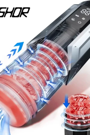 KUSHOR Automatic Male Masturbator 7 Thrusting Rotating Modes Mastubator Cup with LCD Display Sucking Pocket Pussy Man Sex Toys