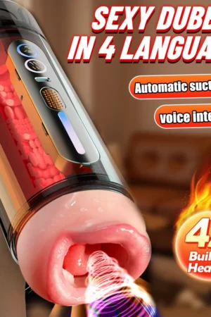 Blowjob Pocket Pussy Automatic Male Masturbator Mouth Vagina Double-Headed Penetration Channel Vibrating Heating Moaning Sex Toy